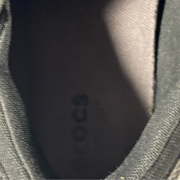 Crocs Swiftwater Mens 10 Black Suede Leather Slip On Loafer Shoes Casual Comfort - Picture 9 of 10